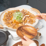 [LIHAN] Griddle Pan with wood handle 34cm Cream 