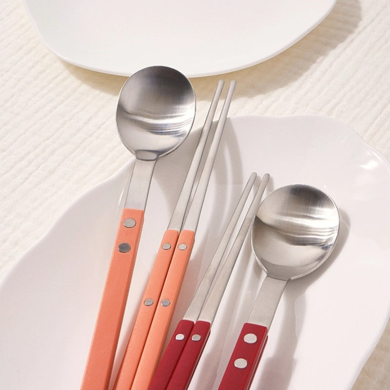 Sentier Satin Spoon + Chopstick Set Peach