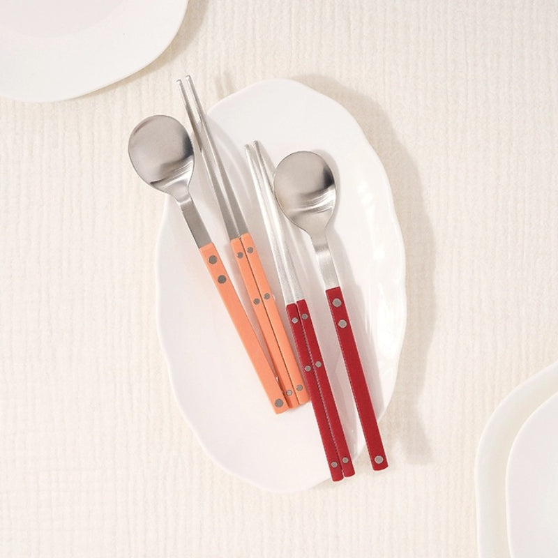 Sentier Satin Spoon + Chopstick Set Peach