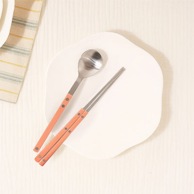 Sentier Satin Spoon + Chopstick Set Peach