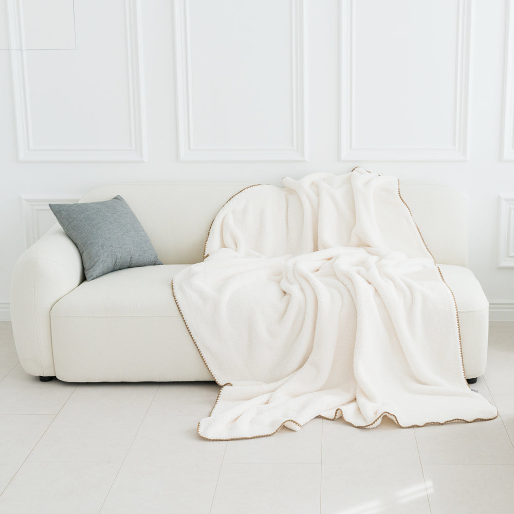 [한국직배송 F] 한길침장 극세사 담요 제나 Q (색상:아이보리/그레이/민트)