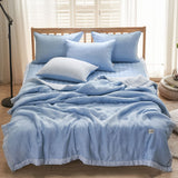 Sunny Summer Blanket Set – 100% Rayon (SS/Q) + Pillow Cover (Blue/Gray)_ Korea Direct Delivery D