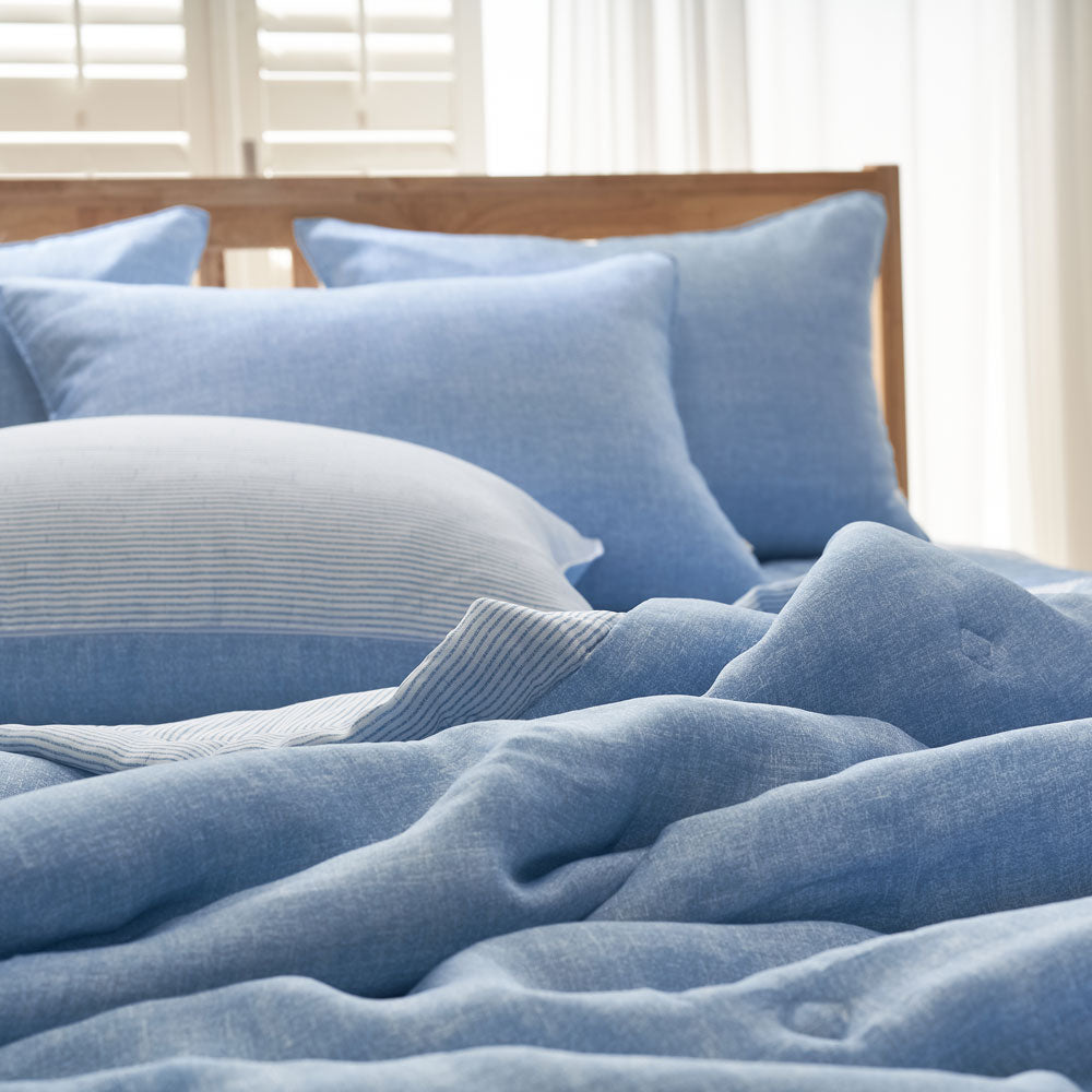 Sunny Summer Blanket Set – 100% Rayon (SS/Q) + Pillow Cover (Blue/Gray)_ Korea Direct Delivery D