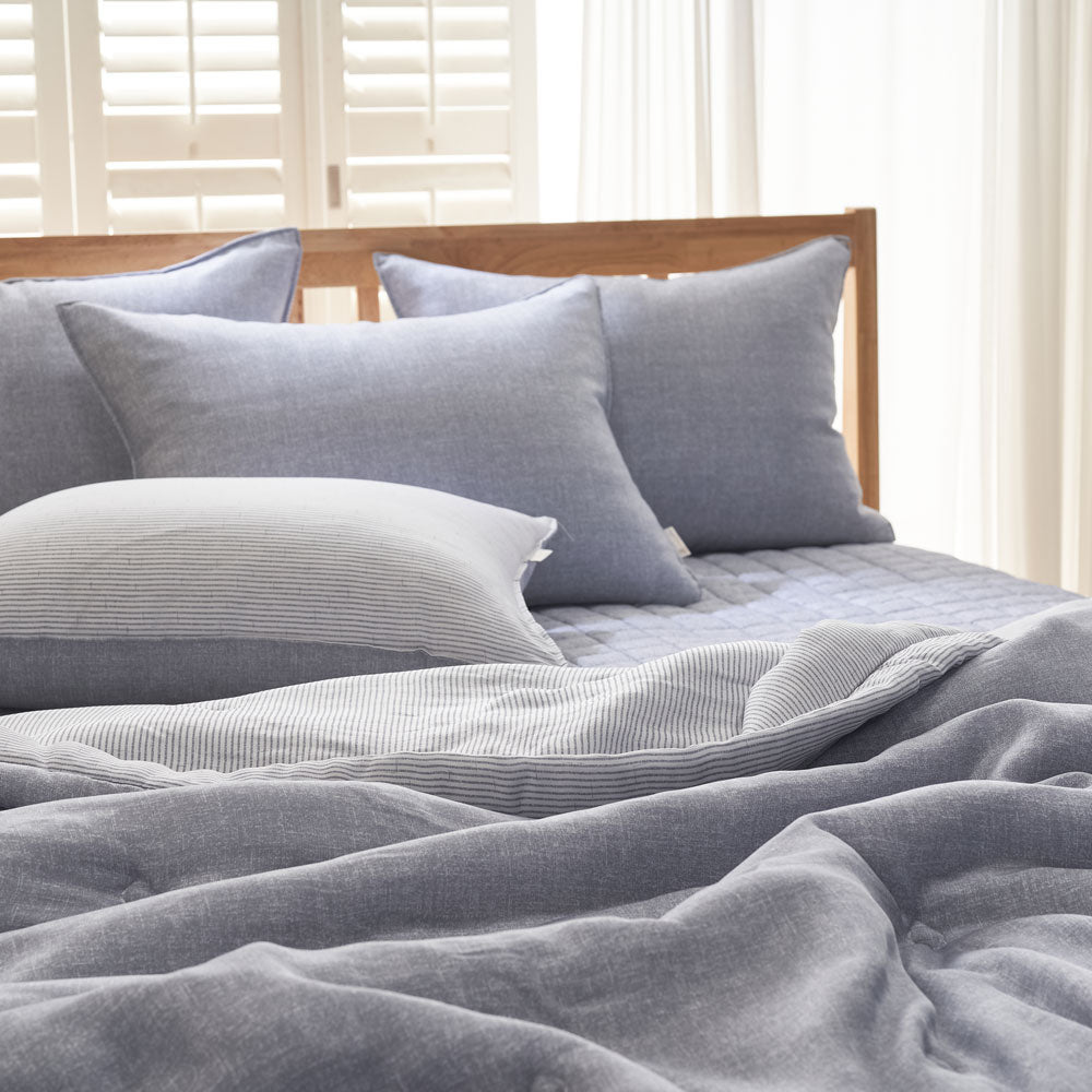 Sunny Summer Blanket Set – 100% Rayon (SS/Q) + Pillow Cover (Blue/Gray)_ Korea Direct Delivery D