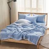 Sunny Summer Blanket Set – 100% Rayon (SS/Q) + Pillow Cover (Blue/Gray)_ Korea Direct Delivery D