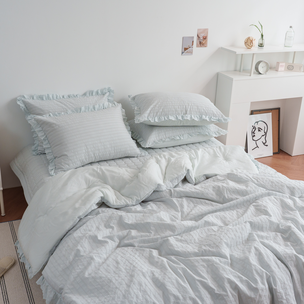 Hangil Bedding Winter Comforter – Dobby Fabric 100% Modal, AIYU Edition SS/Q (10oz) (Colors: White / Mint Gray / Blue)_ Korea Direct Delivery A