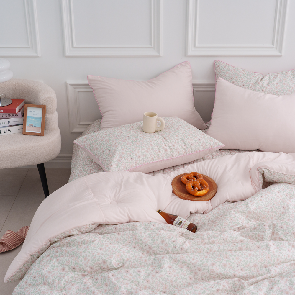 Hangil Bedding Winter Comforter – DTP Fabric 100% Modal, Sharon SS/Q (10oz) (Colors: Mint / Pink)_ Korea Direct Delivery B