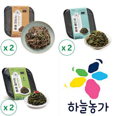 [하늘농가] 그대로 데워먹는 고사리 볶음 2팩 + 취나물 볶음 2팩 + 곤드레 볶음 2팩 (묶음)_타임딜
