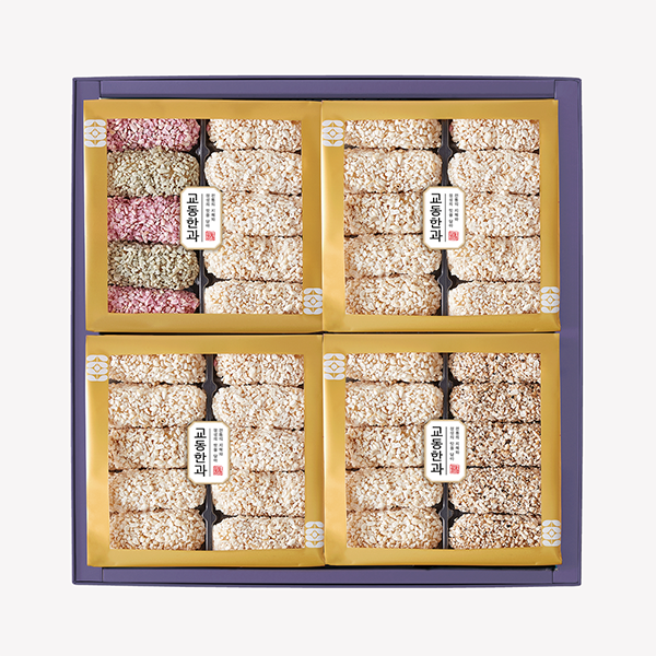 [한국직배송 C] 교동한과 덩더쿵 2단 선물세트(쇼핑백 포함)