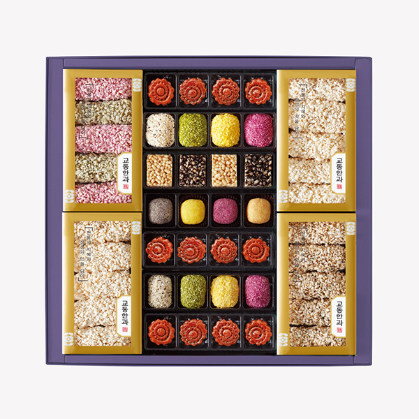 [한국직배송 C] 교동한과 덩더쿵 2단 선물세트(쇼핑백 포함)