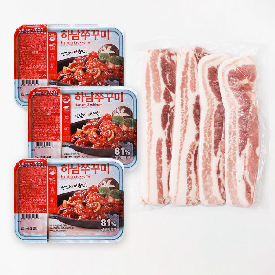 Hanam Jukkumi Normal Spicy Taste 350g x 3 Packs+ Slice Pork Belly 1LB