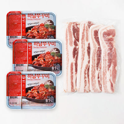 Hanam Jukkumi Normal Spicy Taste 350g x 3 Packs+ Slice Pork Belly 1LB