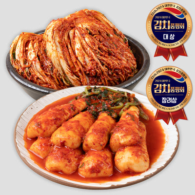 [임진강김치] 연천 미금치 율무 포기김치 3kg x 2팩 + 총각김치 3kg_무료배송_4월 마지막주 순차발송
