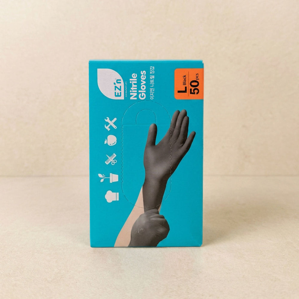 [EZ'n] Nitrile Food Gloves 50ct Black (L)
