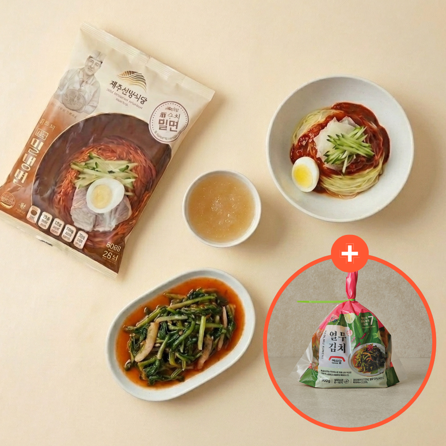 [Dadam Food] Jeju Sanbang Bibim Cold Noodle 806gㅣ*Free* Young Radish Green (Yeolmu) Kimchi 900g
