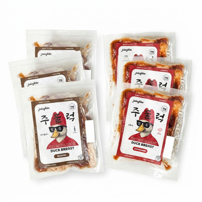 [Juicybite] 고추장 오리주물럭 8oz x 3팩 + 간장 불고기 오리주물럭 8 oz x 3팩 (묶음)