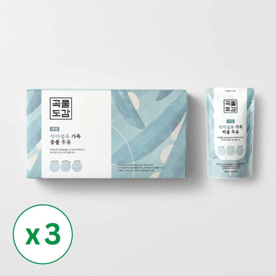 [곡물도감] 식이섬유 가득 비움두유 (180ml x 15팩) x 3팩 (묶음)_무료배송