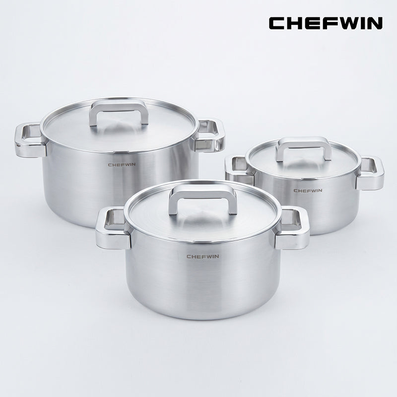 [한국직배송] 쉐프윈 316STS 통5중 양수냄비 16cm/20cm/24cm